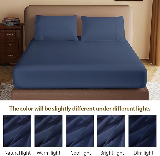100% Egyptian Cotton Fitted Sheet King Size, 600 Thread Count, Soft & Elastic - Image 8