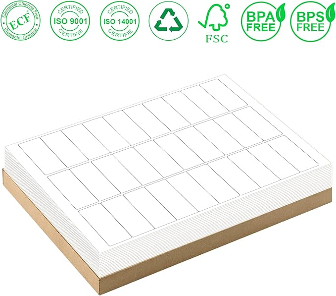 1" x 2-5/8" Address Labels 3000 Labels Sticker Paper for Laser/Ink Jet Printer mailing Labels 8.5"×11" White 30 per Sheet-DeskoryOffice