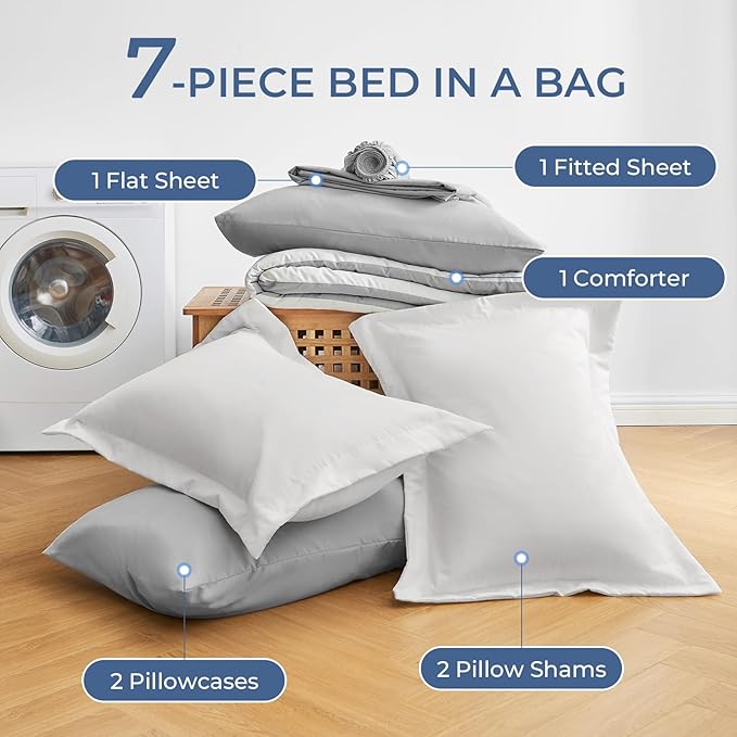 Sasttie Oversized King Comforter Set, 7 Pieces Reversible Bed in a Bag - Image 6