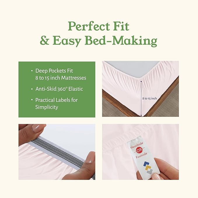 California Design Den 100% Organic Cotton Sheets King Size Deep Pocket Set - Image 6