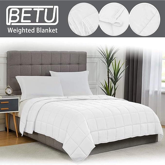 White Weighted Blanket for Adults 20lbs, Twin Full Size Cooling Heavy Throw - Image 4