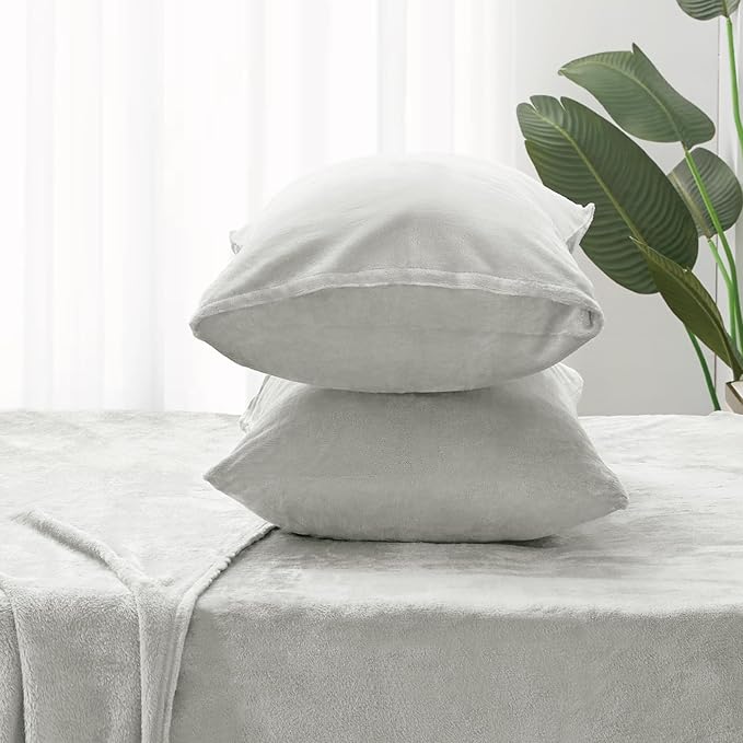 BEDELITE Flannel Sheets Queen Size Light Grey - Image 7