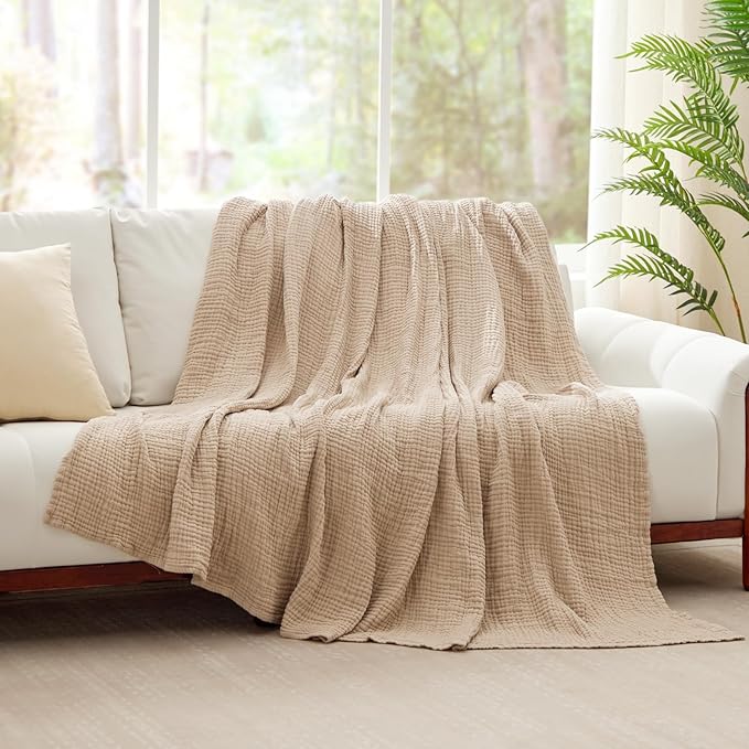 100% Cotton Muslin Blanket 50" x 60", Breathable and Lightweight Cotton Throw - Image 8