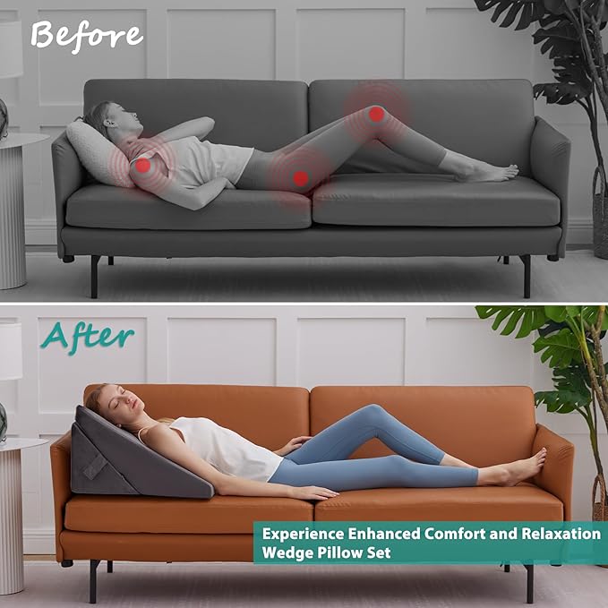 Bedluxe Wedge Pillow for Sleeping, Adjustable 9&12 Inch Foldable Bed Wedge - Image 3