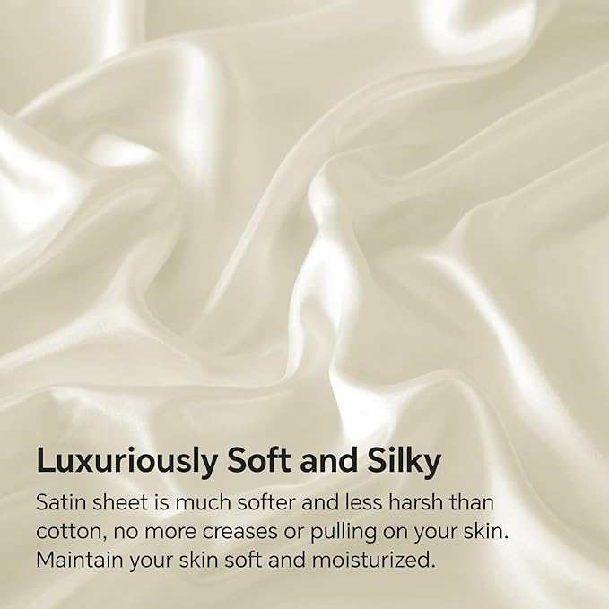 BEDELITE Satin Fitted Sheet and Pillowcases Set, Luxury Soft Similar to Silk - Image 3