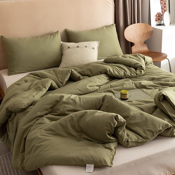 ROSGONIA Alaskan King Comforter 136x120, Olive Green, 1 Extra Large King Size - Image 3