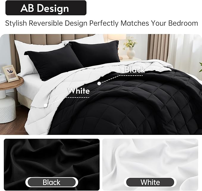 MUXHOMO 7 Pieces Queen Comforter Set, Reversible Bed in a Bag Queen Size - Image 3