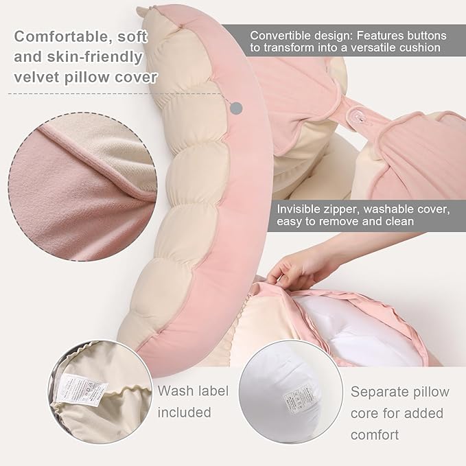 Peallow(Pat. Pend) – Long Round Body Pillow for Adults, Bolster Pillow for Sleeping, Soft and Supportive Pillow for Sleeping & Lumbar Support