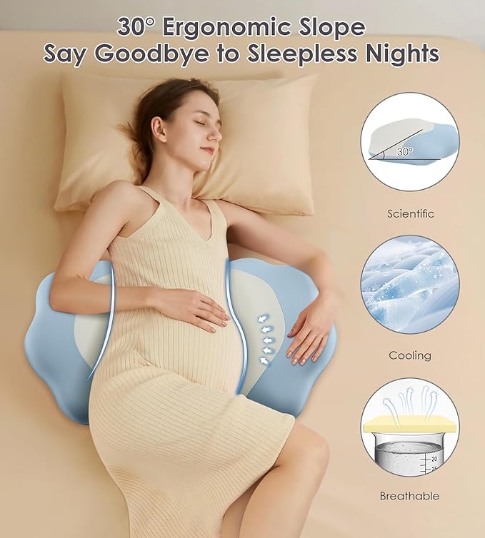 Memory Foam Maternity Pillow for Sleeping, Pregnancy Pillows Support for Back - Image 6