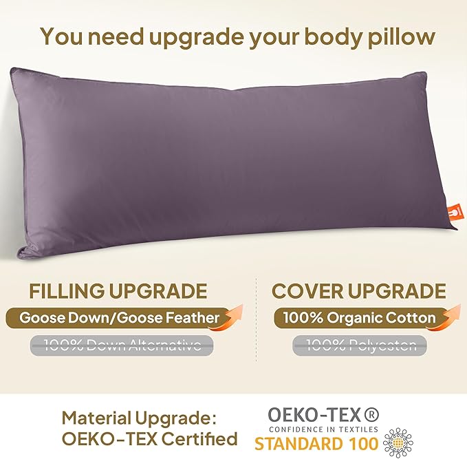 Goose Down Body Pillows for Adults, Large Body Pillow for Side Sleeper - Image 3