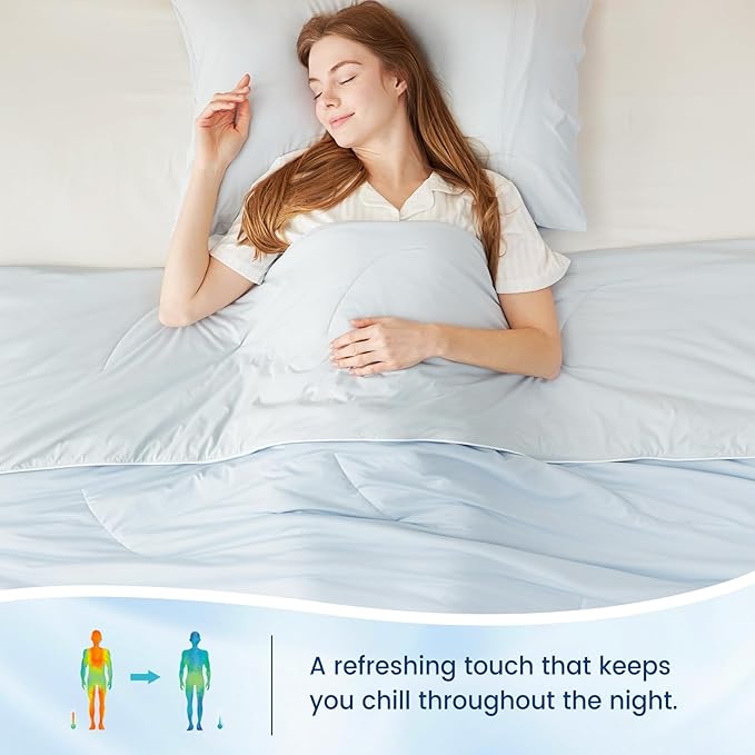 Cozy Bliss Cooling Comforter Twin Size, Reversible Lightweight Cooling Blankets - Image 4