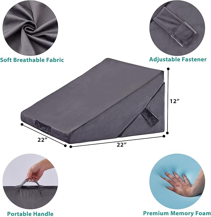 Bedluxe Wedge Pillow for Sleeping, Adjustable 9&12 Inch Foldable Bed Wedge - Image 6