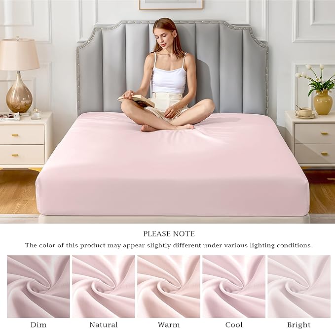 FreshCulture Pure Cotton Fitted Sheets Queen Size, 300 Thread Count Percale - Image 7