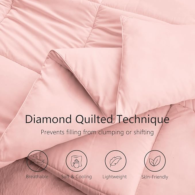 TEXARTIST Premium 2100 Series Queen Comforter All Season Breathable Pink - Image 2