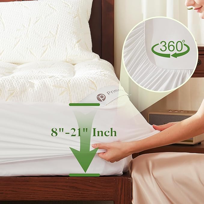 PRIMESOFT 100% Waterproof Queen Size Mattress Topper, Thick Pillow Top Mattress - Image 6