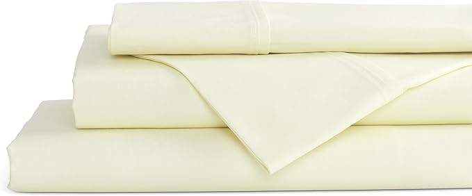 Linen Home 100% Cotton Percale Sheets King Size, Deep Pocket, 4 Pieces Set by LINENHOME