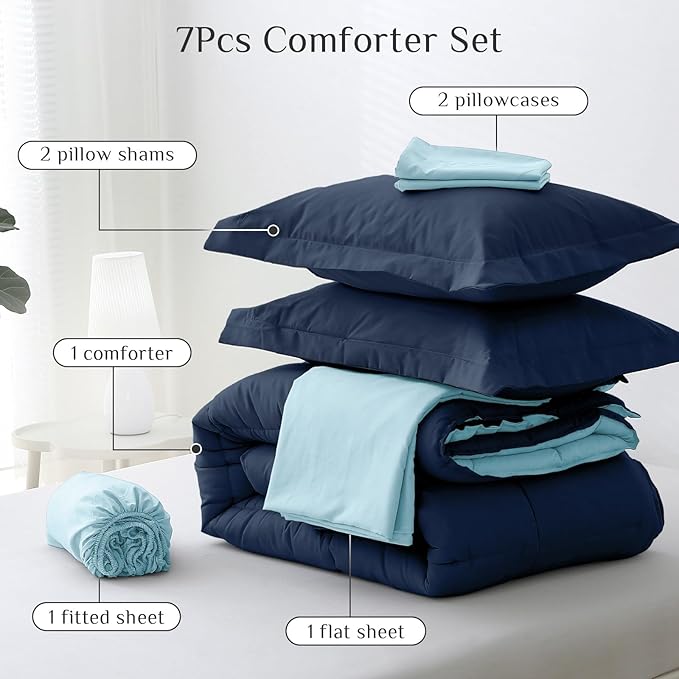 JOLLYVOGUE California King Comforter Set, Ultra-Soft Bed in a Bag Cal King Size - Image 5
