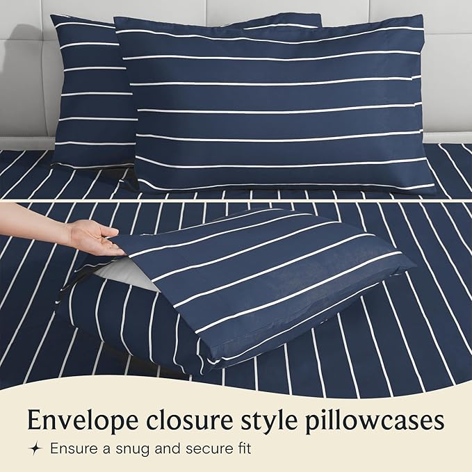 LuxClub Striped Sheets, Deep Pockets 18" Eco Friendly Wrinkle Free-Kids-Fitted - Image 4