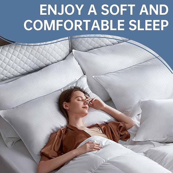 Piwaal Bed Pillows for Sleeping King Size Set of 4, Down Alternative Filling - Image 6