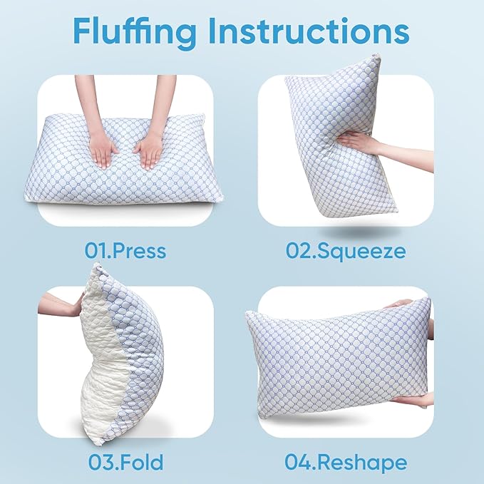 OAISZ Cooling Pillow King Size Set of 2, Shredded Memory Foam Bed Pillows - Image 9