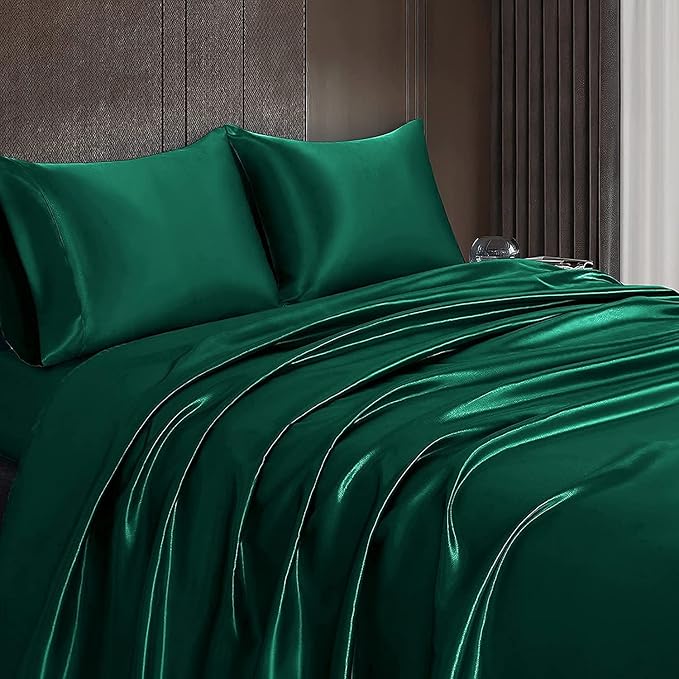 Homiest Blackish Green Satin Luxury Soft Top & Bed Sheet - Image 6