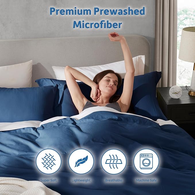 Nestl Navy Blue Duvet Cover Queen Size - Image 6