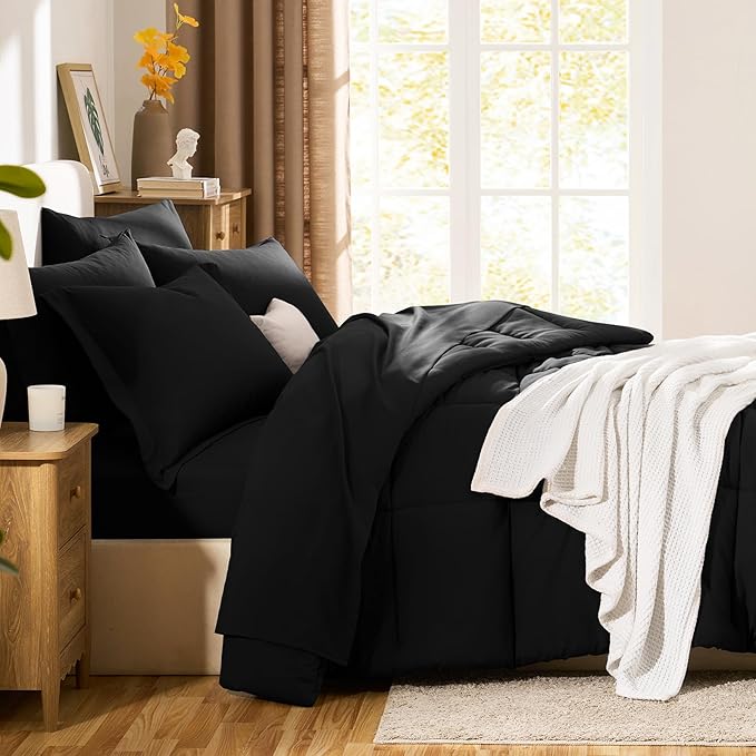 CozyLux Queen Comforter Set Black - Image 8