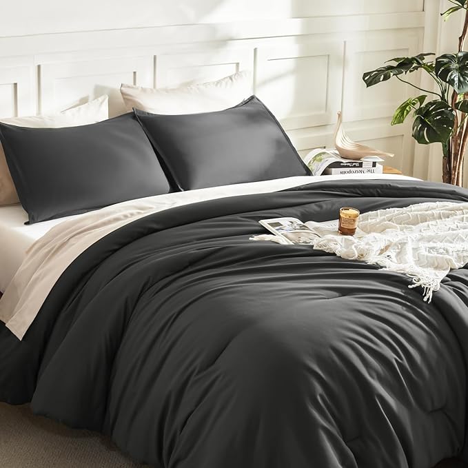 Litanika Dark Grey Comforter Set California King Size, 3 Pieces Cal King Gray - Image 5