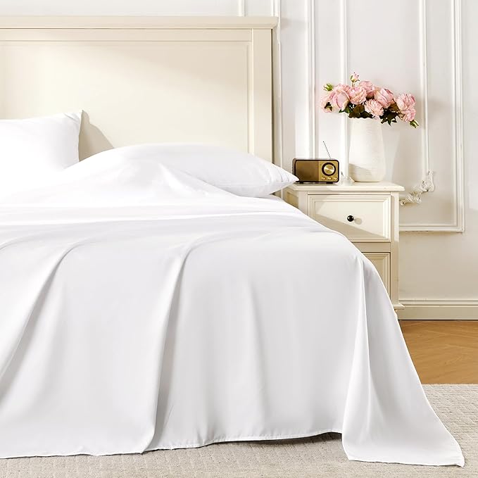 ROSE&RISY White Twin Sheet Set, 3 Pieces Soft Bedding Twin Sheet Set, by ROSERISY