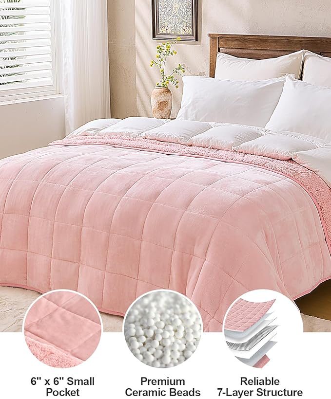 Super Fuzzy Soft Sherpa Fleece Weighted Blanket, 12 lbs Dual Sided Fluffy Heavy - Image 8