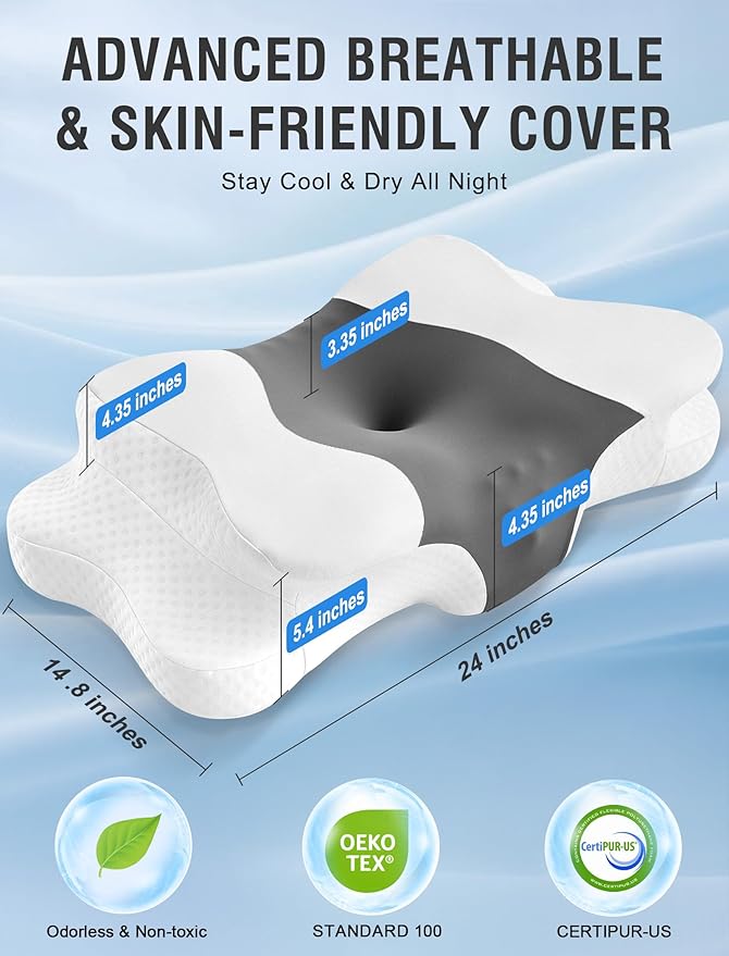 DISSA Cervical Neck Pillow for Side Sleepers Ergonomic Contour Memory Foam - Image 2