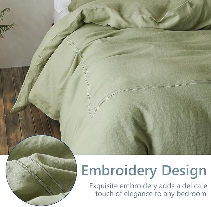 Simple&Opulence 100% Washed Linen Duvet Cover Set 78"x86" - Image 7