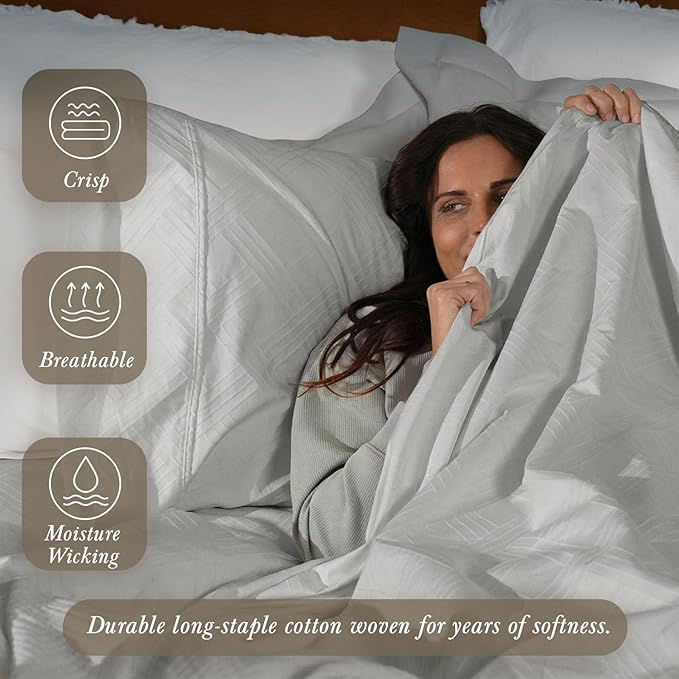 Threadmill California King Size Sheets | 800 Thread Count Jacquard Celine Light - Image 3