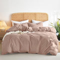 Wake In Cloud - Cotton Duvet Cover Set, King Size, Dusty Rose Pink, 100% Washed by WakeInCloud