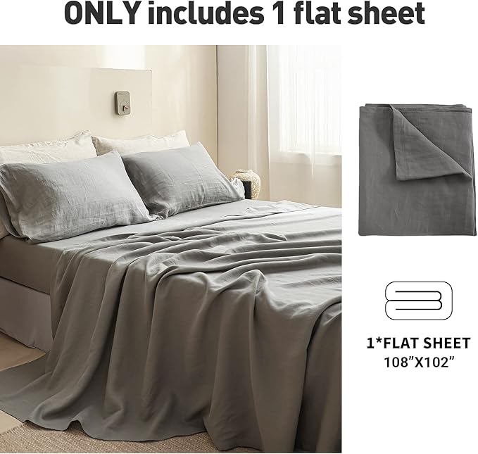 Simple&Opulence French Linen Flat Sheet, 100% Natural Flax Bedding Sheet - Image 5