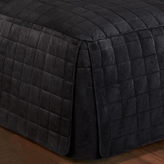 Touch of Class Camden Luxury Bedding | Neutral Onyx Black Color | Grande Fitted Bedspread | Faux Suede Box Quilted Design | Designed 3 Piece Set Includes Cal King Bedspread and 2 King Shams