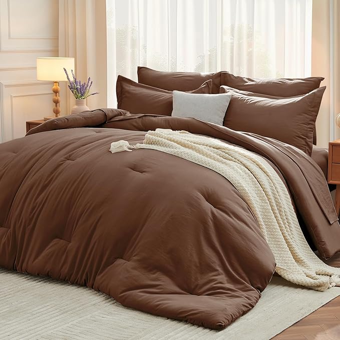 MUXHOMO 7 Pieces Queen Comforter Set, Soft Bed in a Bag Queen Size, All Season by MUXHOMO