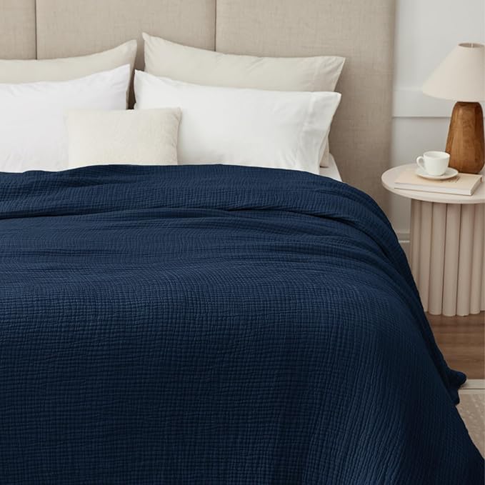 100% Cotton Muslin Blanket 40" x 40", Breathable and Lightweight Cotton Throw - Image 2