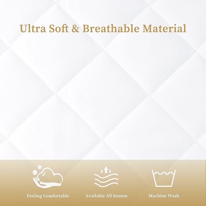 Quilted Fitted King Mattress Pad Cover, Waterproof Mattress Protector, Deep - Image 4