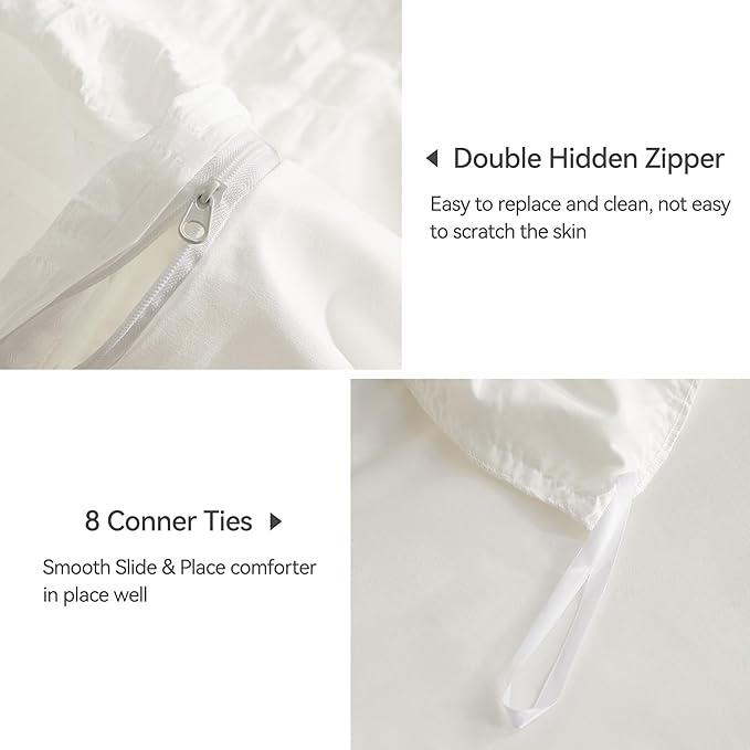 JELLYMONI White Duvet Cover Twin Size, Soft Breathable Seersucker Duvet Cover - Image 5