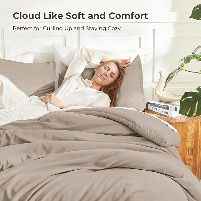 Litanika Light Coffee Twin/Twin XL Comforter Set, 2 Pieces Lightweight Solid - Image 2