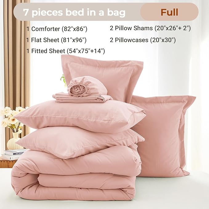 MUXHOMO 7 Pieces Full Comforter Set, Soft Bed in a Bag Full Size, All Season - Image 4