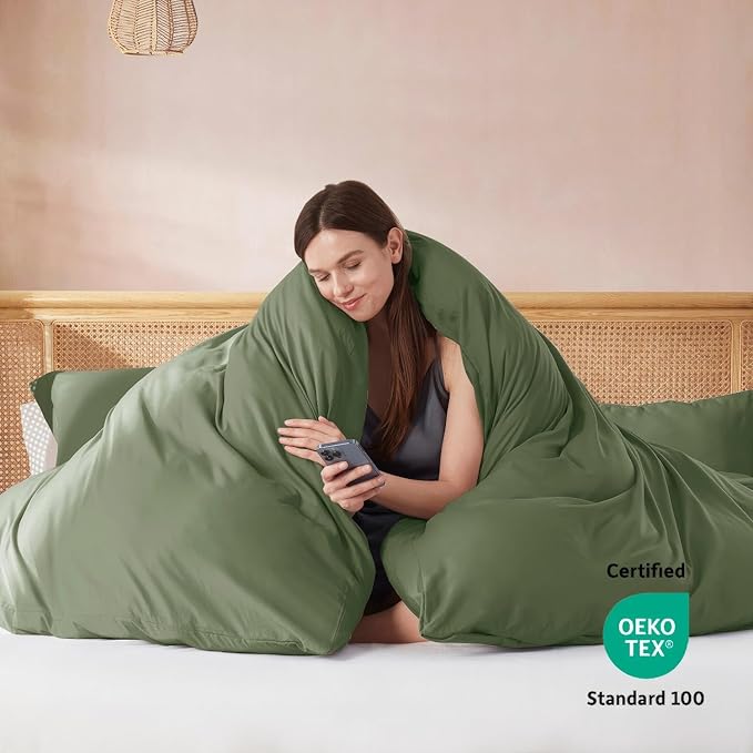 Nestl Olive Green California King Duvet Cover Sets - Image 3
