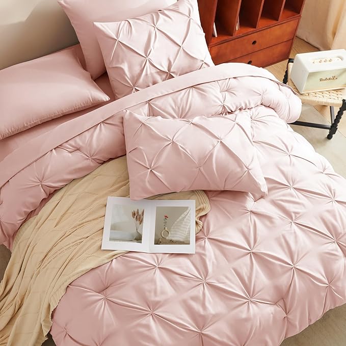 CozyLux Oversized King Comforter Sets Peach Pink, 7 Pieces Oversized King - Image 4