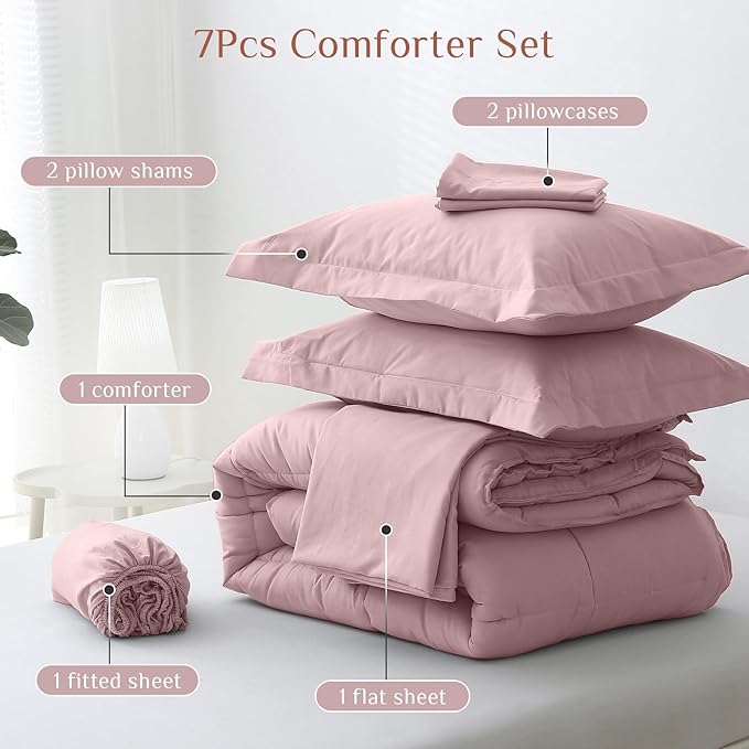 JOLLYVOGUE King Comforter Set, Ultra-Soft Bed in a Bag King Size 7 Pieces - Image 5