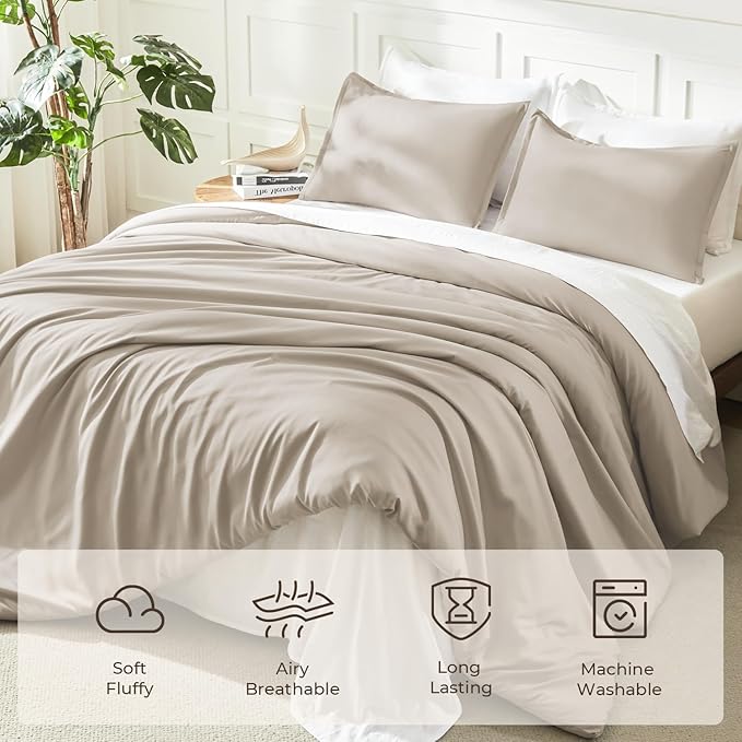 Litanika Oatmeal Comforter California King Size, 3 Pieces Cal King Lightweight - Image 3
