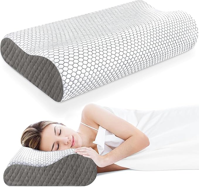 CloudBliss Memory Foam Pillow, Ergonomic Neck Contour Cervical Pillow by CloudBliss