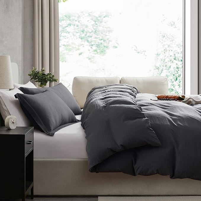 Nestl Dark Grey Duvet Cover Queen Size - Image 7