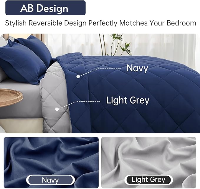 MUXHOMO 5 Pieces Twin XL Comforter Set, Reversible Bed in a Bag Twin XL Size - Image 3