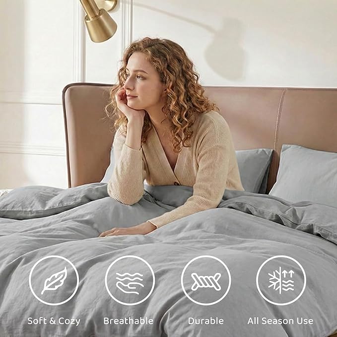 WRENSONGE Twin Comforter Set- 5 Pieces Light Grey Bed in a Bag, All Season Twin - Image 3